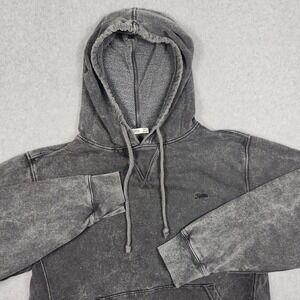 Katin Hoodie Mens Small Black Gray Pullover Drawstrings Marbled Faded Distressed